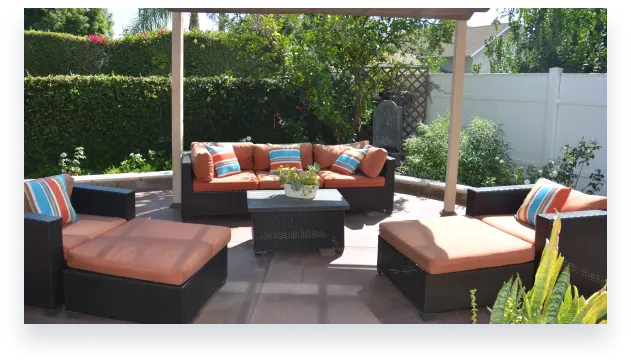 Backyard seating at a sober living home in Orange County Southern California